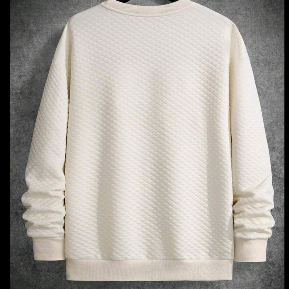 Men's Drop Shoulder Plain Long Sleeve Going Out Casual Sweatshir - Picture 2 of 4